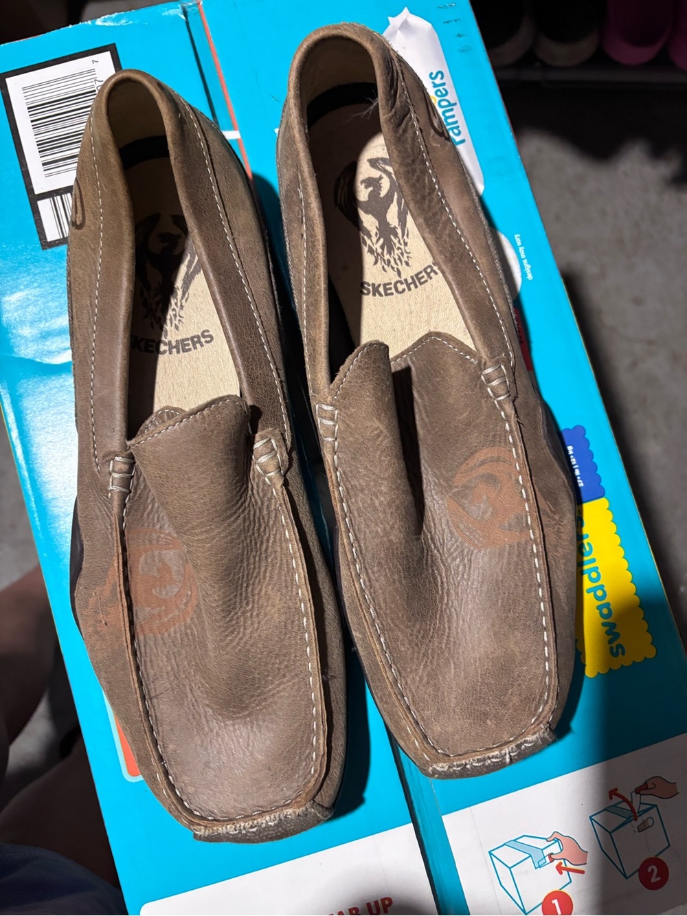 Skechers men’s Brown Leather Slip-On Moccasins